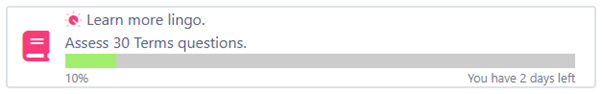Terms goal: answer 30 Terms questions.